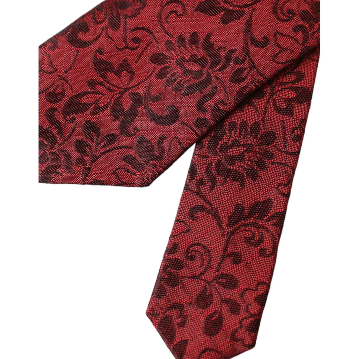 Dolce & Gabbana Red Floral Brocade Silk Adjustable Men Tie Dolce & Gabbana