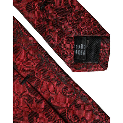 Dolce & Gabbana Red Floral Brocade Silk Adjustable Men Tie Dolce & Gabbana