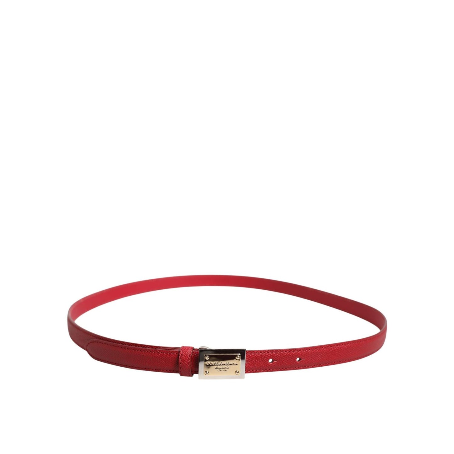 Dolce & Gabbana Red Leather Square Metal Buckle Cintura Belt Dolce & Gabbana