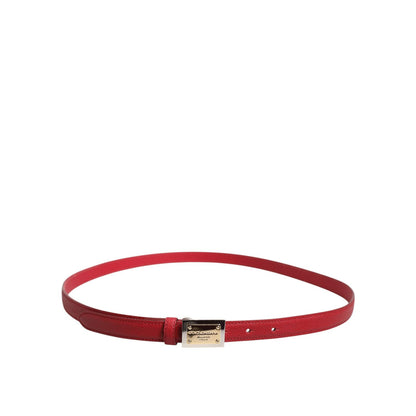 Dolce & Gabbana Red Leather Square Metal Buckle Cintura Belt Dolce & Gabbana