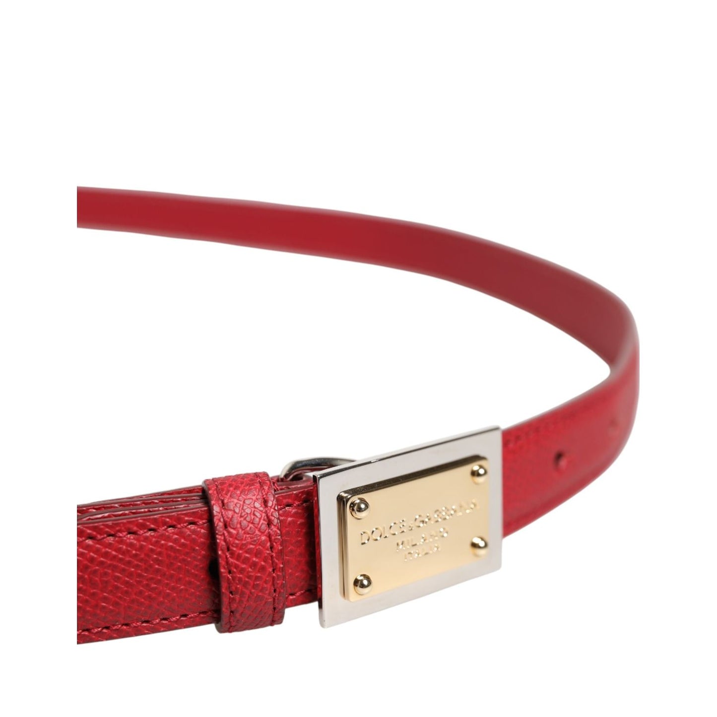 Dolce & Gabbana Red Leather Square Metal Buckle Cintura Belt Dolce & Gabbana