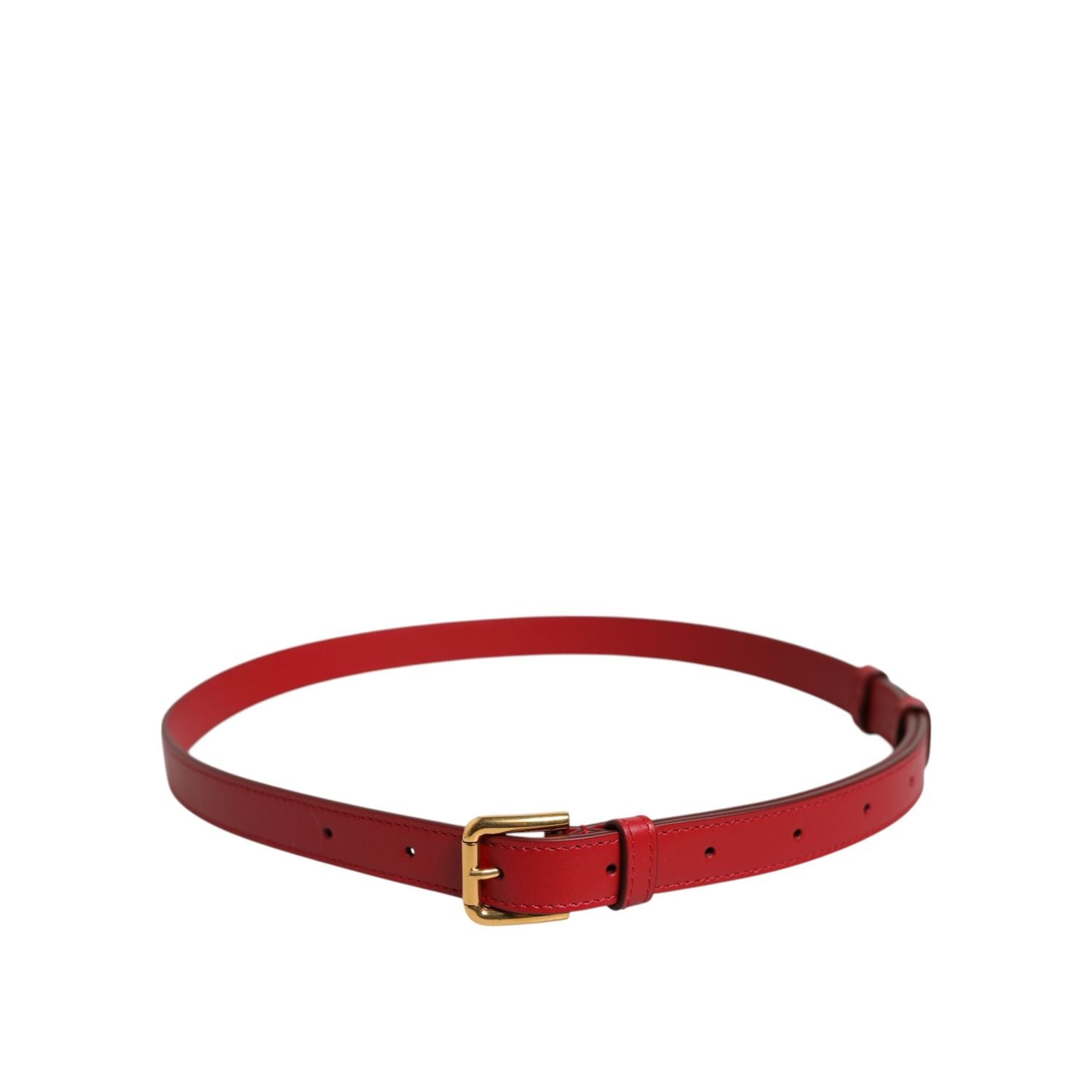 Dolce & Gabbana Red Logo Engraved Metal Waist Buckle Belt