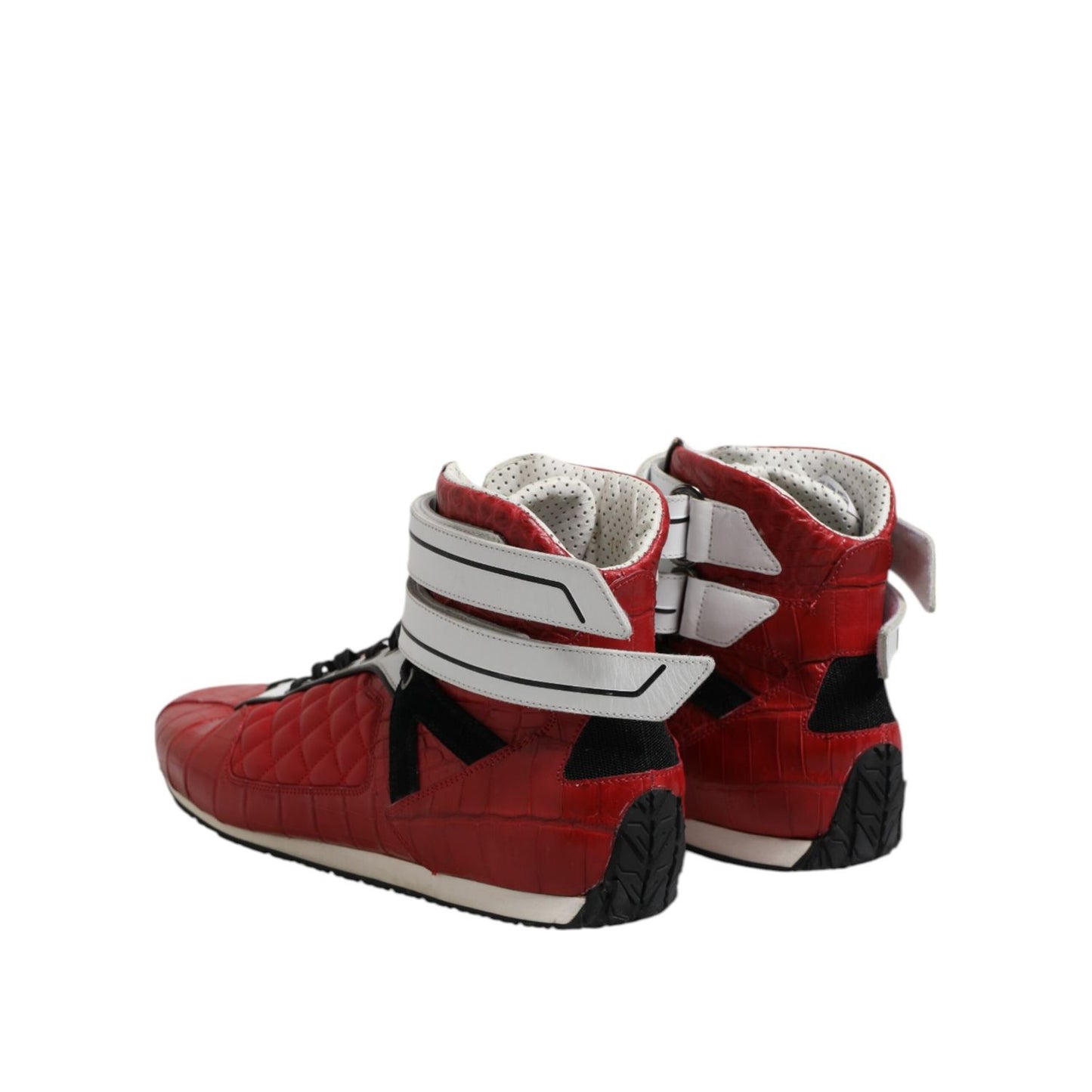 Dolce & Gabbana Red Quilted Leather Lace Up Sneakers Shoes Dolce & Gabbana