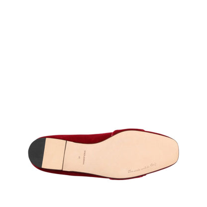 Dolce & Gabbana Red Velvet Crystal Buckle Loafers Flats Shoes Dolce & Gabbana