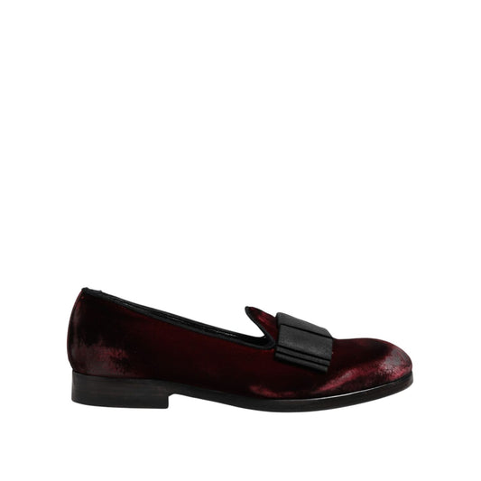 Dolce & Gabbana Red Velvet Men Slip On Loafers Dress Shoes Dolce & Gabbana