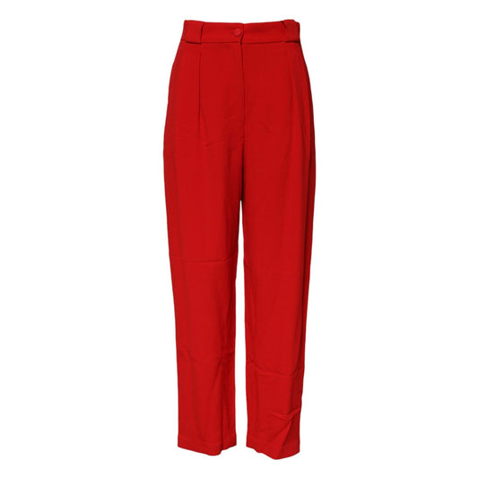 Dolce & Gabbana Red Viscose High Waist Tapered Pants Dolce & Gabbana