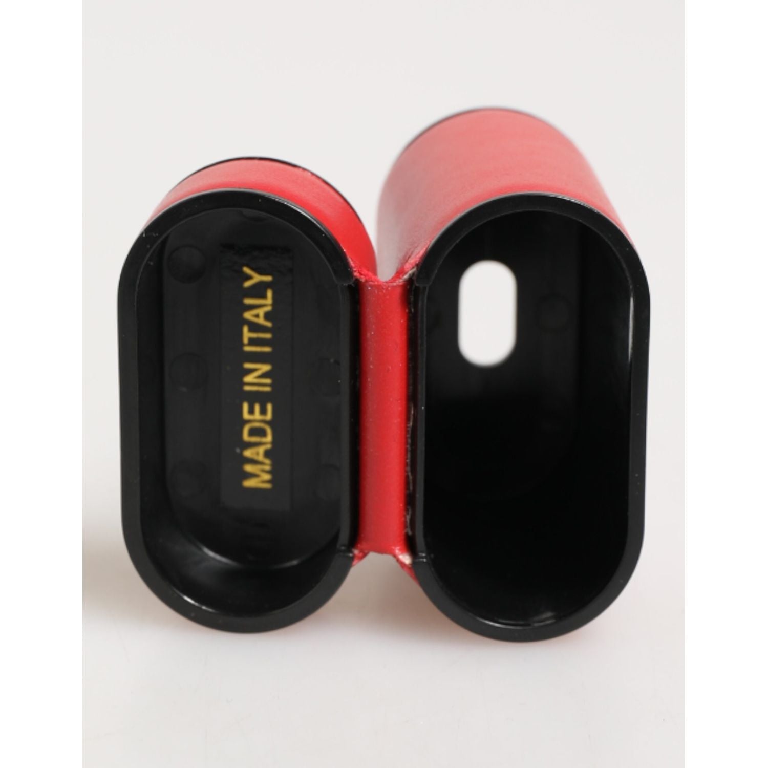 Dolce & Gabbana Red White Calfskin Leather Logo Flip Holder Airpods Case