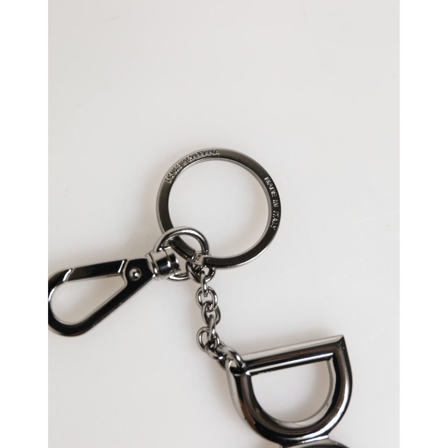 Dolce & Gabbana Silver Brass DG Logo Metal Keychain Holder Men Keyring