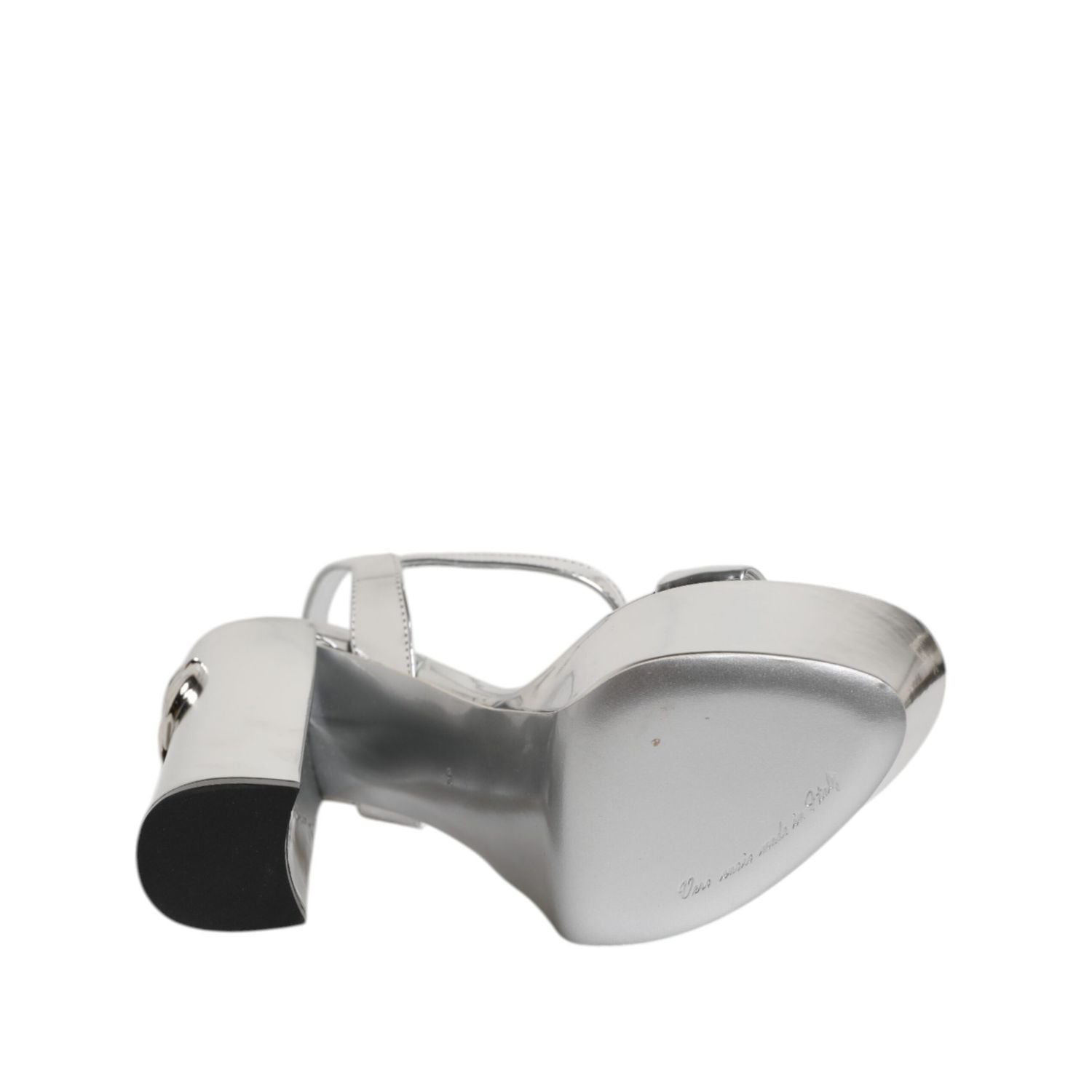 Dolce & Gabbana Silver Leather Platform Keira Sandals Shoes