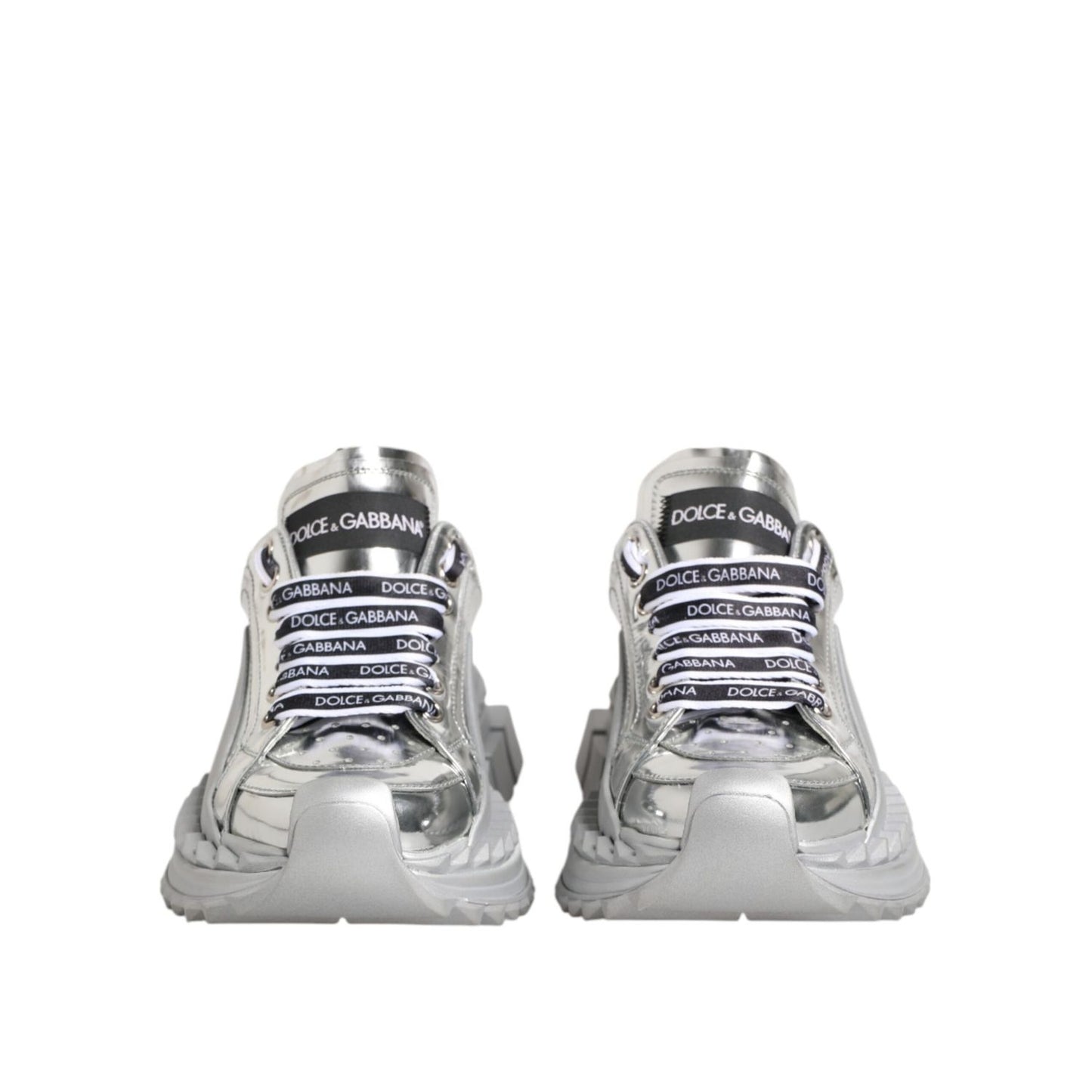 Dolce & Gabbana Silver Leather Super Queen Sneakers Shoes