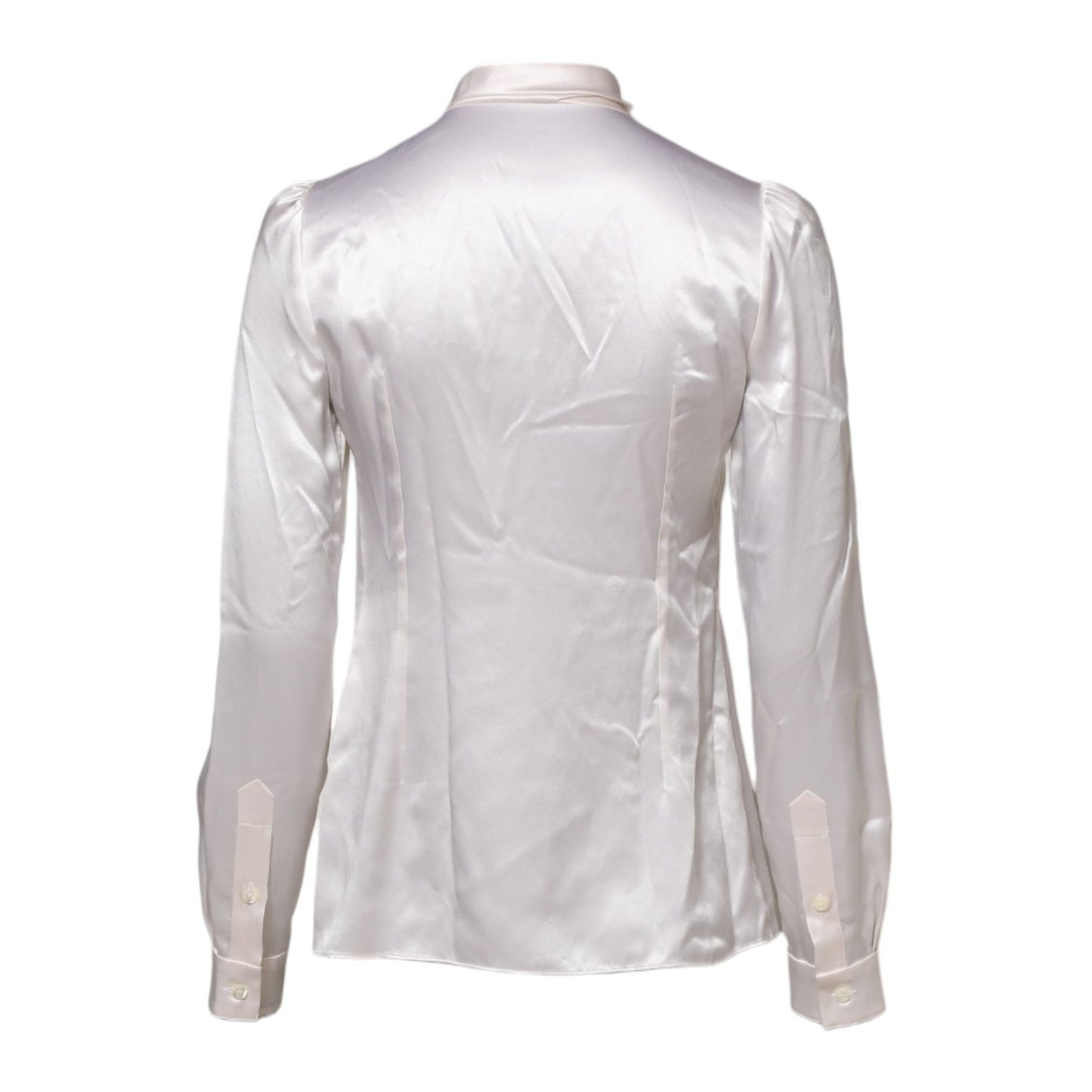Dolce & Gabbana White Ascot Collar Long Sleeve Blouse Top Dolce & Gabbana