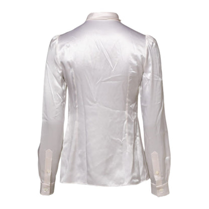 Dolce & Gabbana White Ascot Collar Long Sleeve Blouse Top Dolce & Gabbana