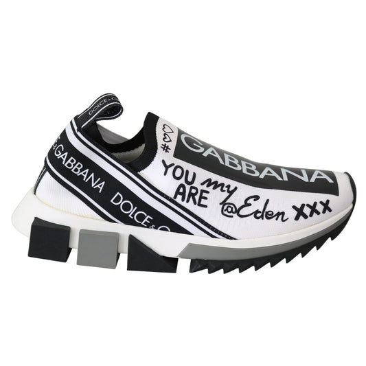 Dolce & Gabbana White Black Slip On Sorrento Sneakers Dolce & Gabbana