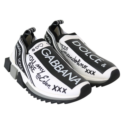 Dolce & Gabbana White Black Slip On Sorrento Sneakers Dolce & Gabbana