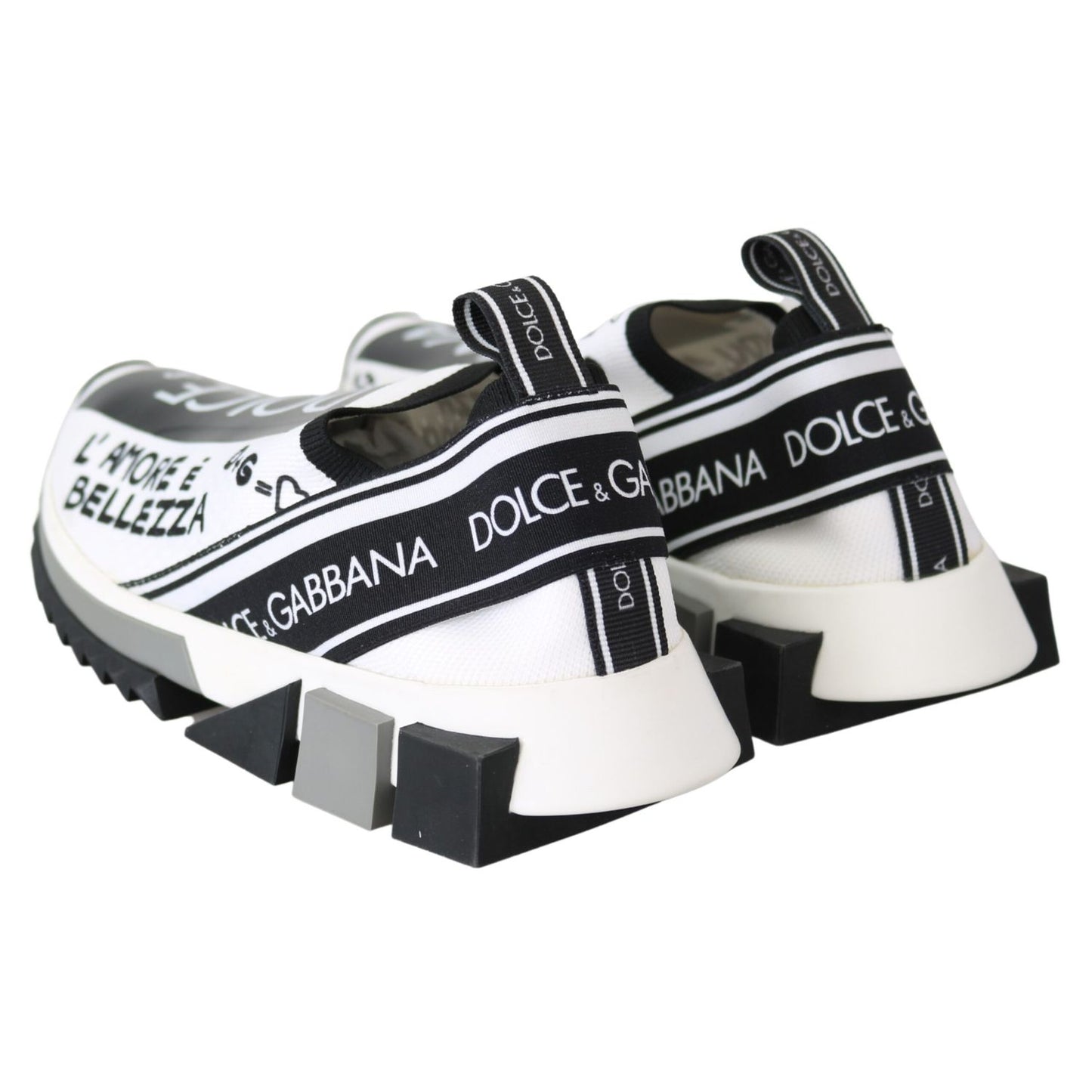 Dolce & Gabbana White Black Slip On Sorrento Sneakers Dolce & Gabbana