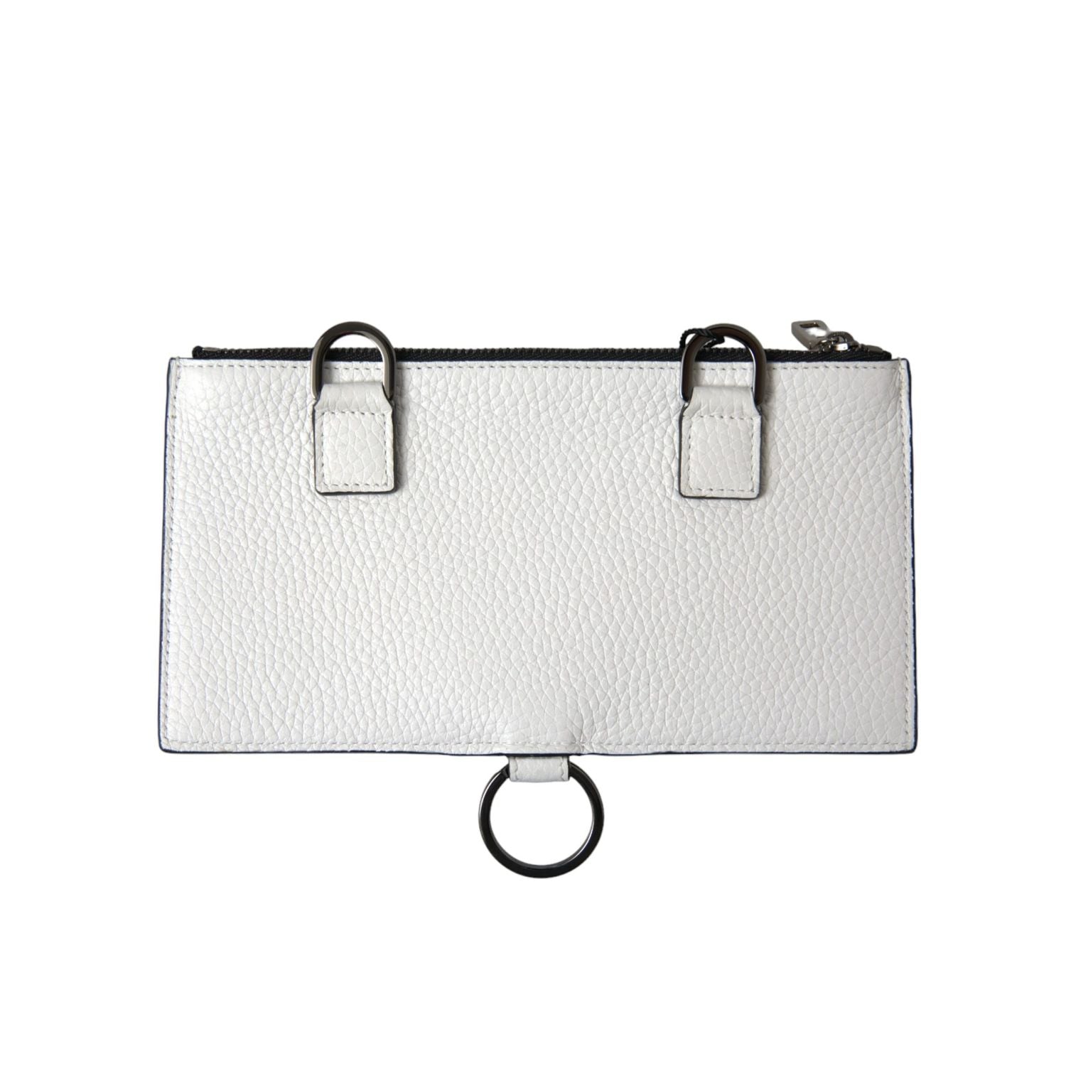 Dolce & Gabbana White Calfskin Leather Large Crossbody Card Holder Wallet