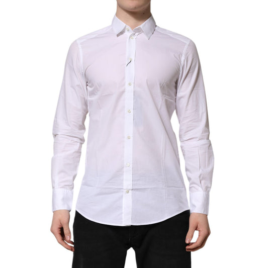 Dolce & Gabbana White Collared Long Sleeves Dress Formal Shirt