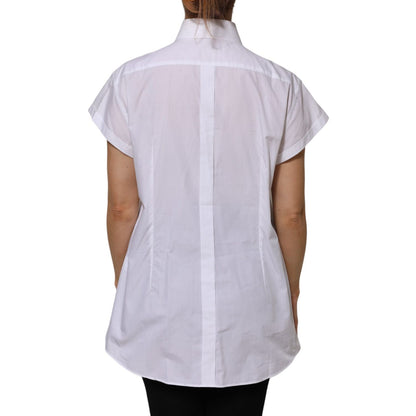Dolce & Gabbana White Cotton Collared Short Sleeves Top Dolce & Gabbana