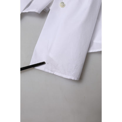 Dolce & Gabbana White Cotton Collared Short Sleeves Top Dolce & Gabbana