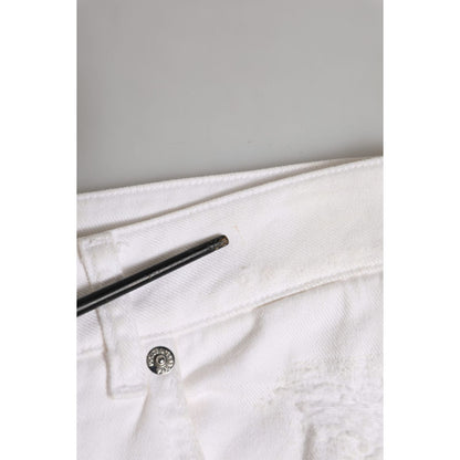 Dolce & Gabbana White Cotton Tattered BOYFRIEND Denim Jeans Dolce & Gabbana
