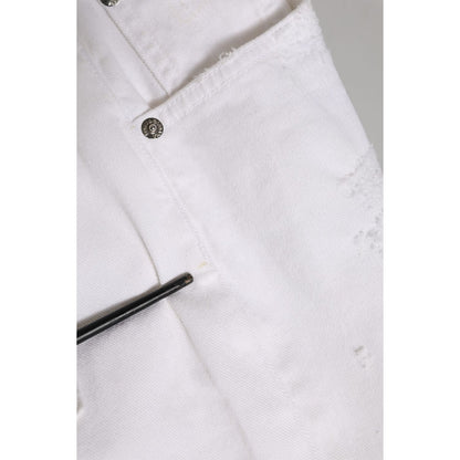 Dolce & Gabbana White Cotton Tattered BOYFRIEND Denim Jeans Dolce & Gabbana