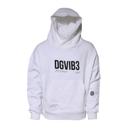 Dolce & Gabbana White DG Vib3 Hooded Men Sweatshirt Sweater Dolce & Gabbana