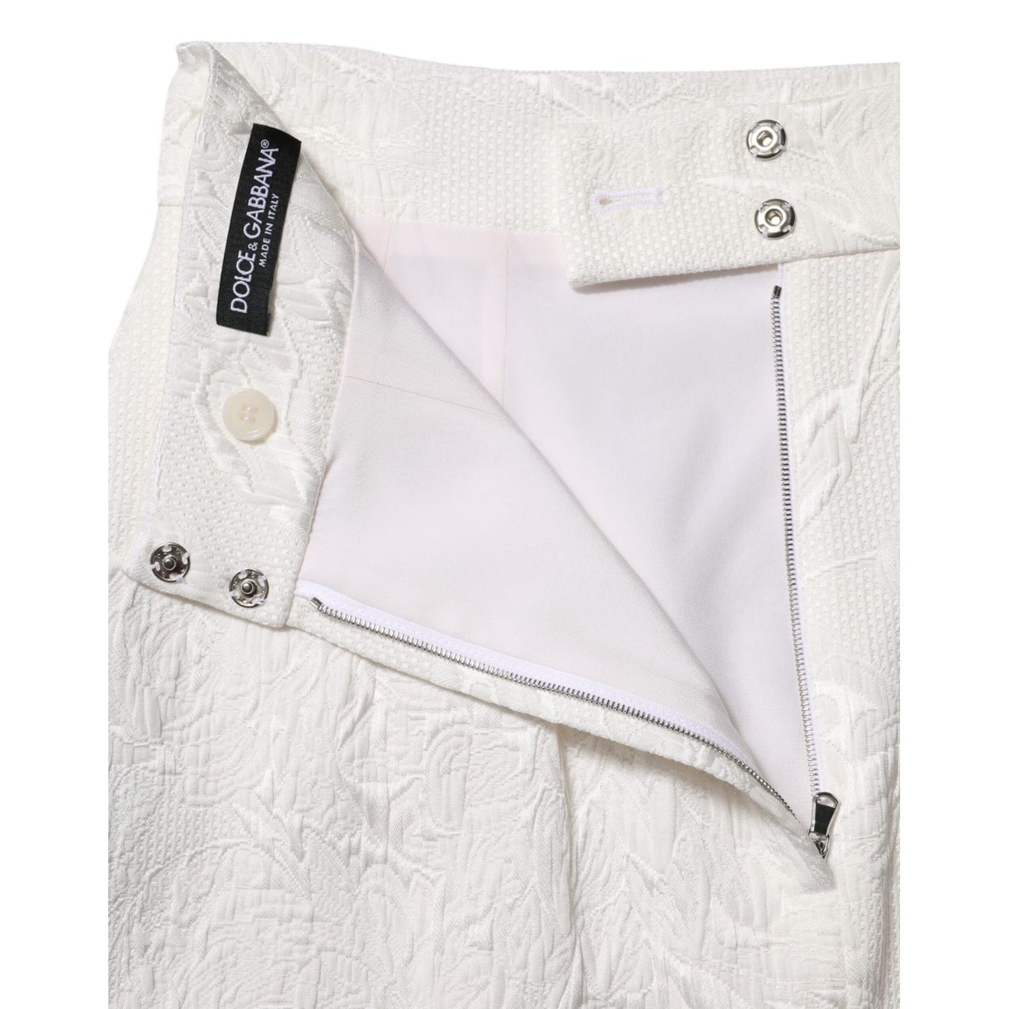 Dolce & Gabbana White Floral Brocade A-line High Waist Skirt Dolce & Gabbana