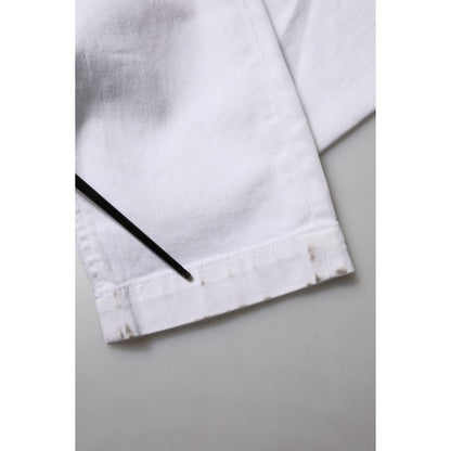 Dolce & Gabbana White Floral Embroidery GIRLY Denim Jeans