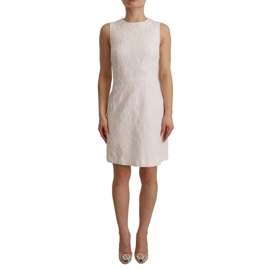 Dolce & Gabbana White Floral Sleeveless Sheath Mini Dress