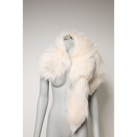 Dolce & Gabbana White Fox Fur Neck Wrap Warmer Winter Scarf Dolce & Gabbana
