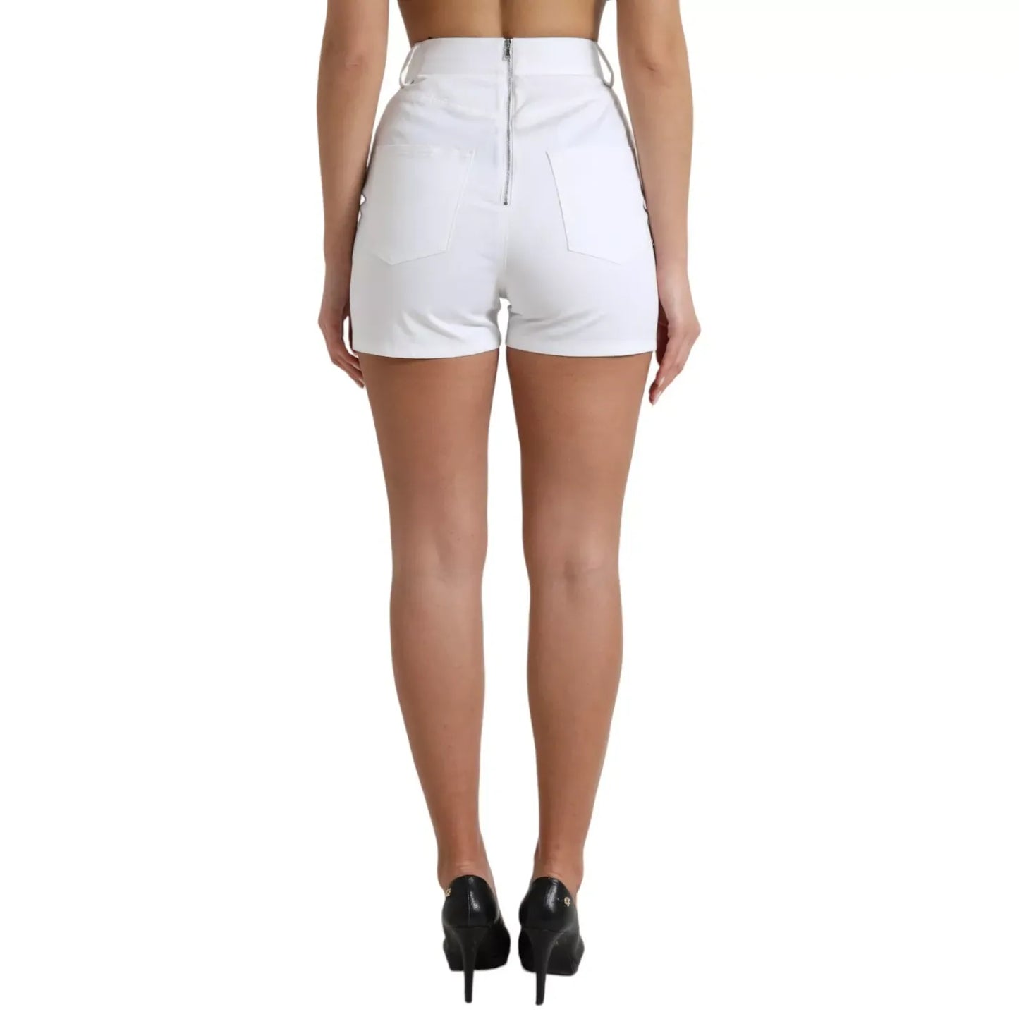 Dolce & Gabbana White Front Lace High Waist Hot Pants Shorts Dolce & Gabbana