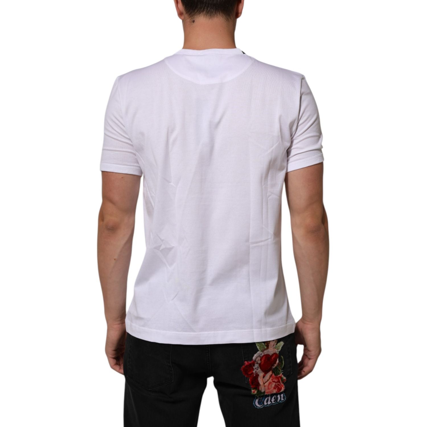 Dolce & Gabbana White Goodluck 2021 Cotton Crew Neck  T-shirt