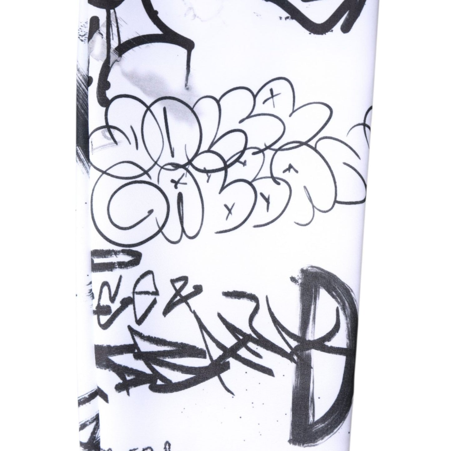 Dolce & Gabbana White Graffiti Cotton Over Calf Stockings Socks Dolce & Gabbana