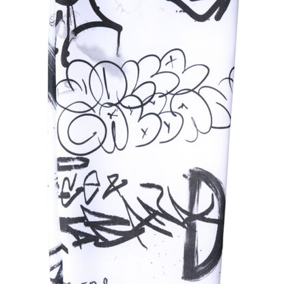 Dolce & Gabbana White Graffiti Cotton Over Calf Stockings Socks Dolce & Gabbana