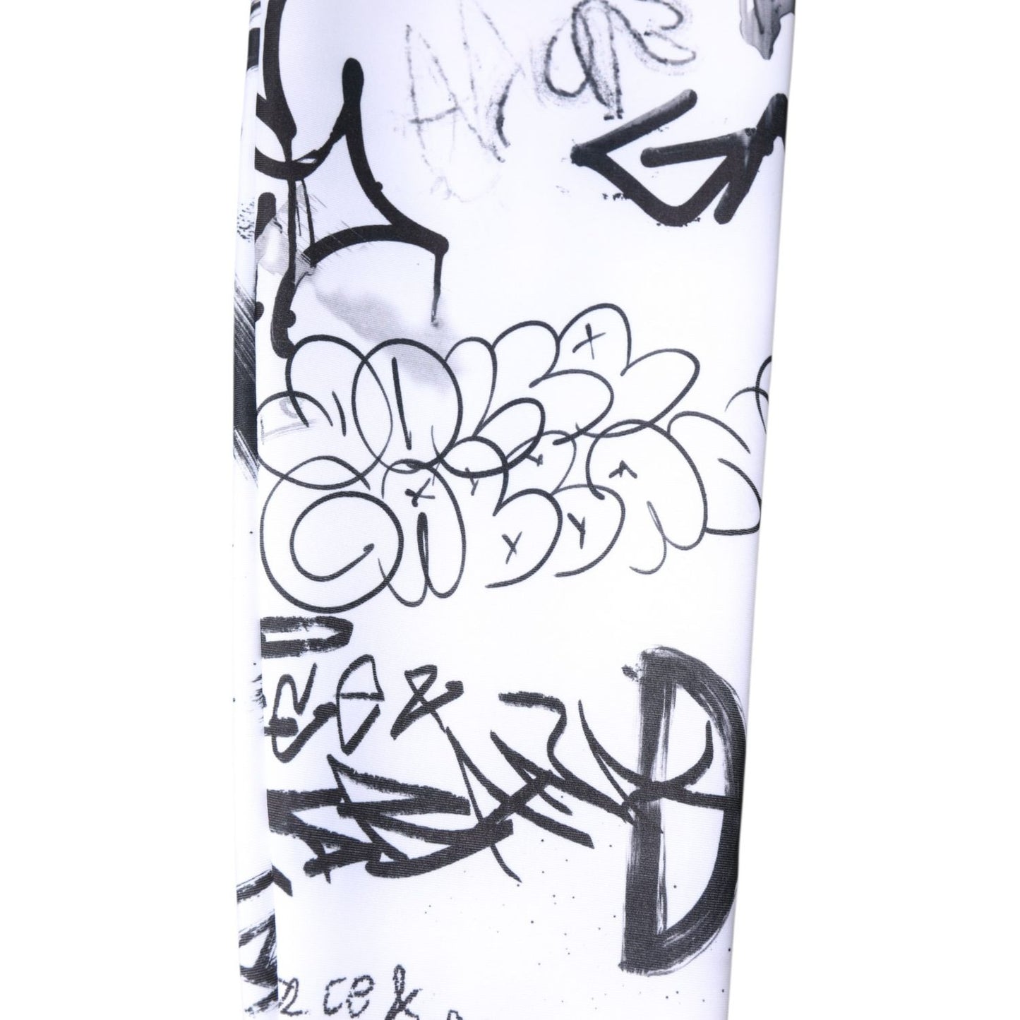 Dolce & Gabbana White Graffiti Cotton Over Calf Stockings Socks Dolce & Gabbana