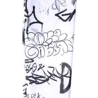 Dolce & Gabbana White Graffiti Cotton Over Calf Stockings Socks Dolce & Gabbana