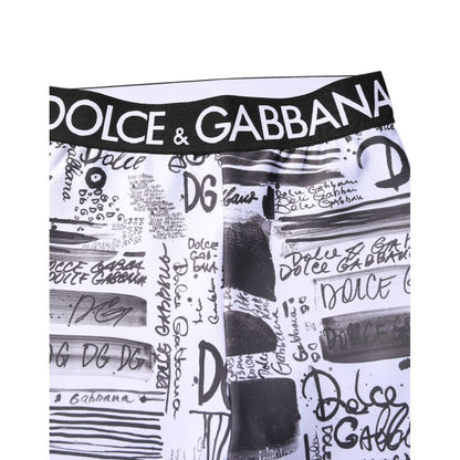 Dolce & Gabbana White Graphic HighWaist Skinny Leggings Pants Dolce & Gabbana