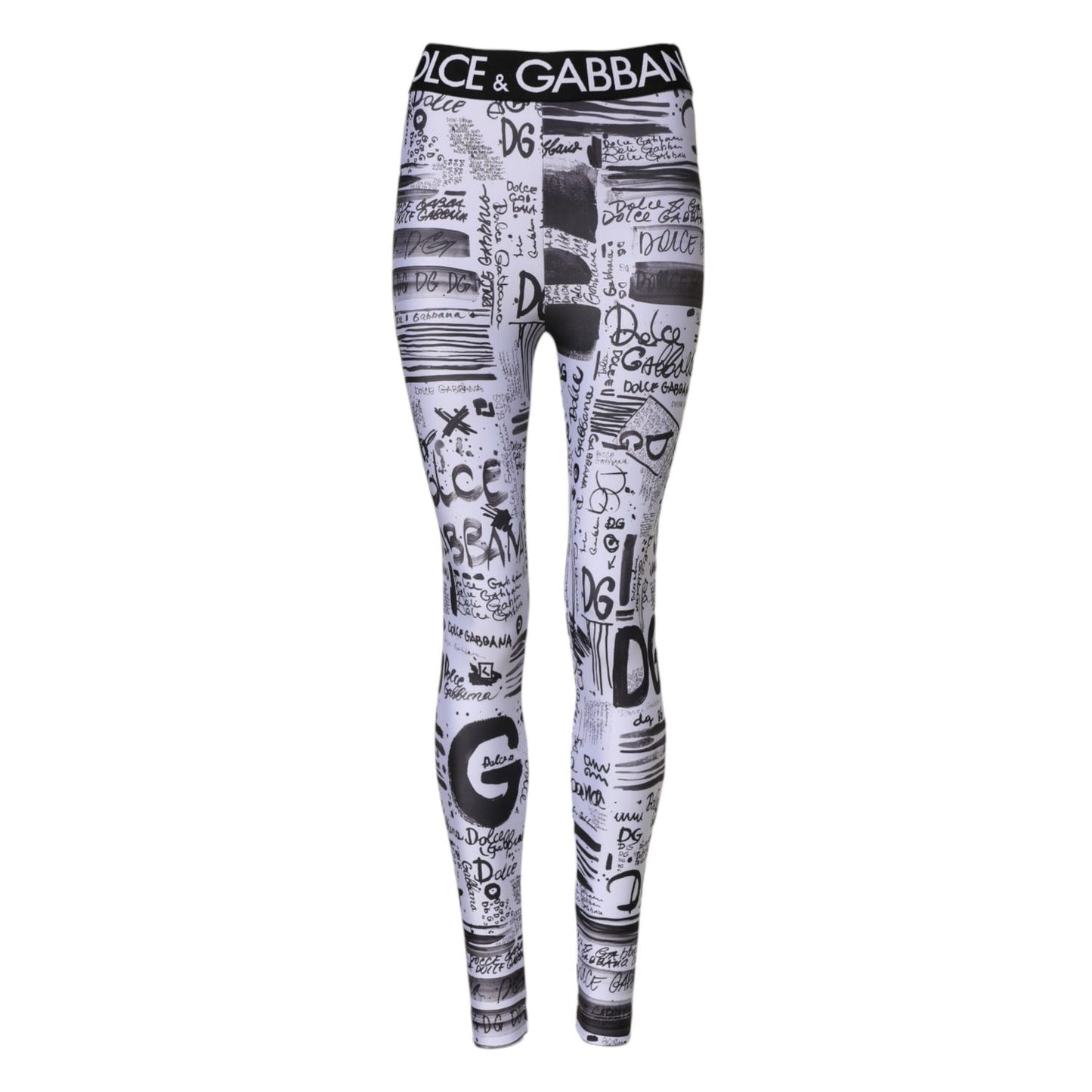Dolce & Gabbana White Graphic HighWaist Skinny Leggings Pants Dolce & Gabbana
