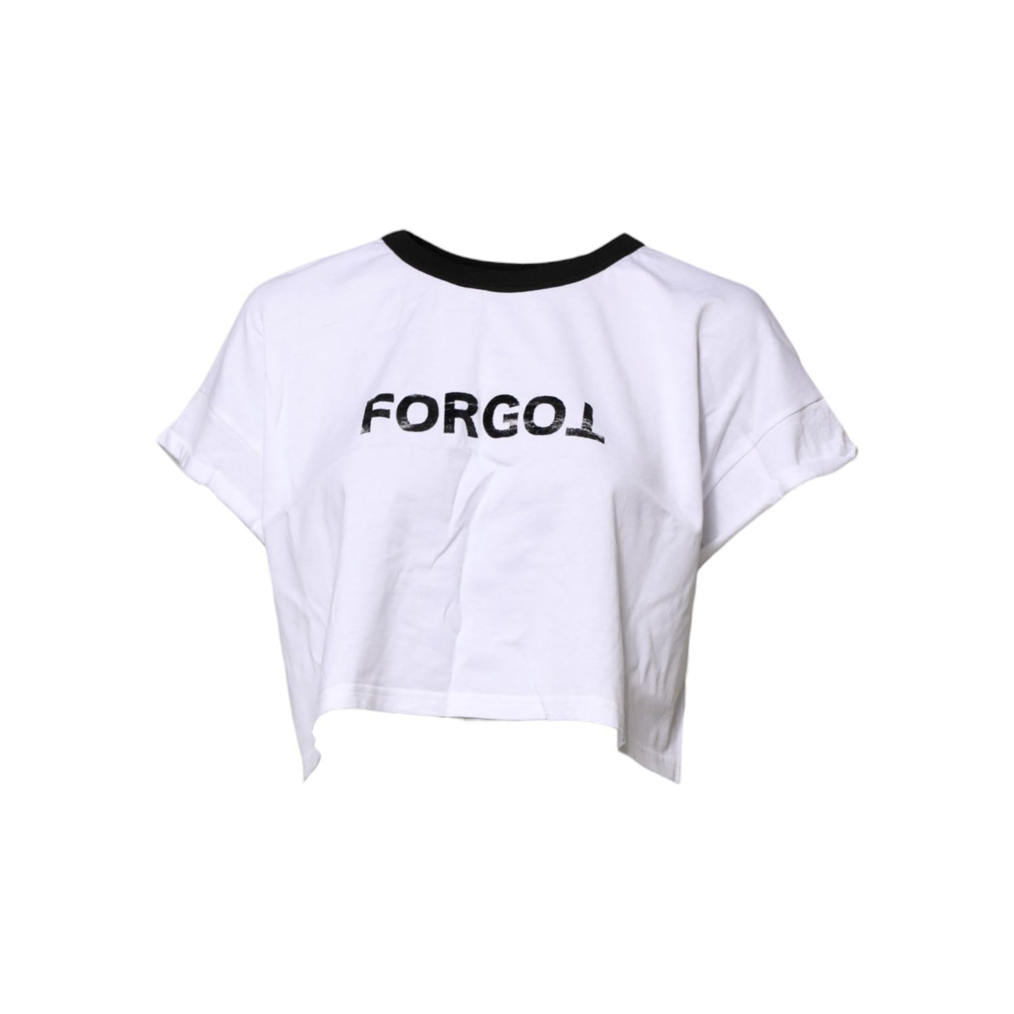 Dolce & Gabbana White Graphic Print Crew Neck Cropped T-shirt Dolce & Gabbana