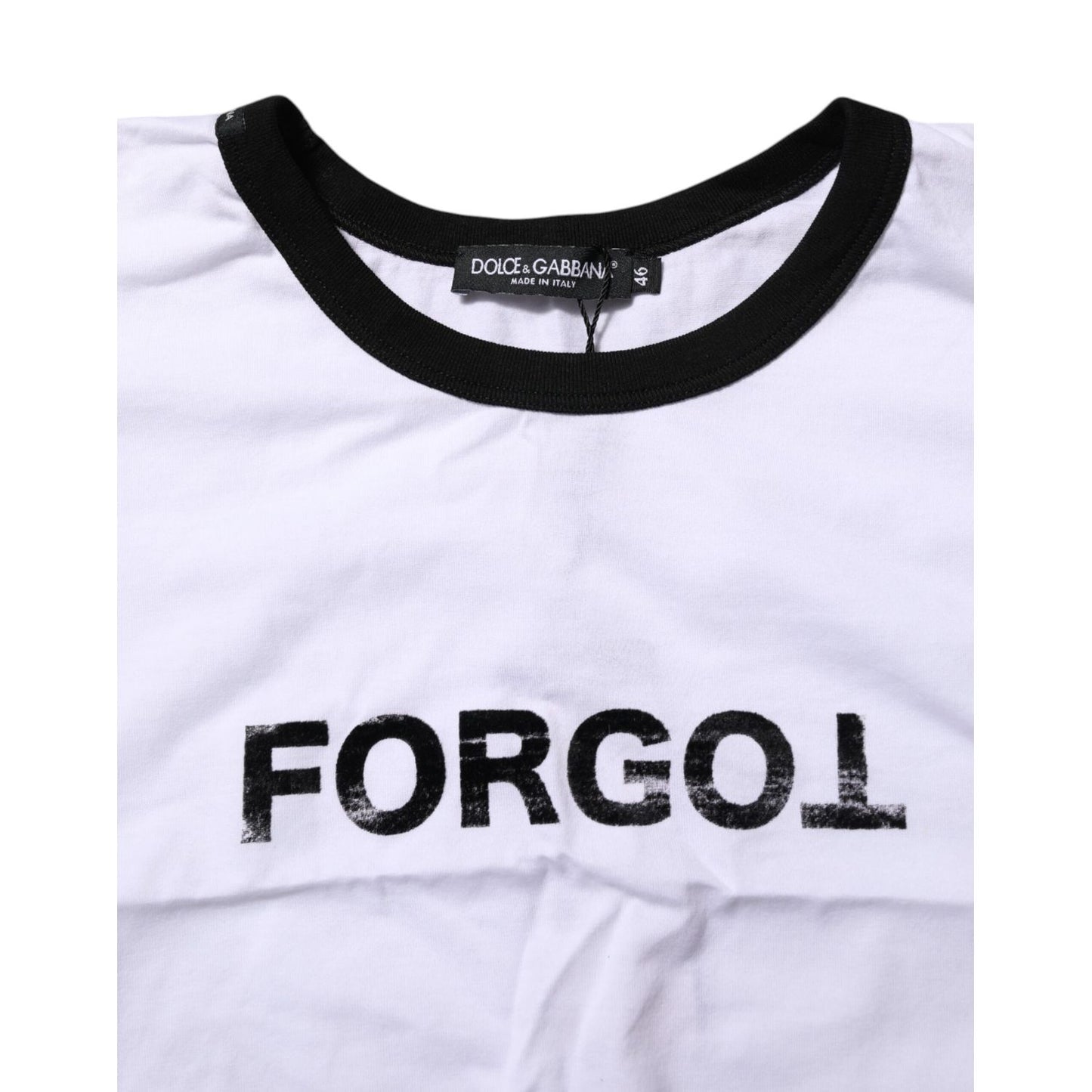 Dolce & Gabbana White Graphic Print Crew Neck Cropped T-shirt Dolce & Gabbana