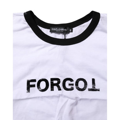 Dolce & Gabbana White Graphic Print Crew Neck Cropped T-shirt Dolce & Gabbana