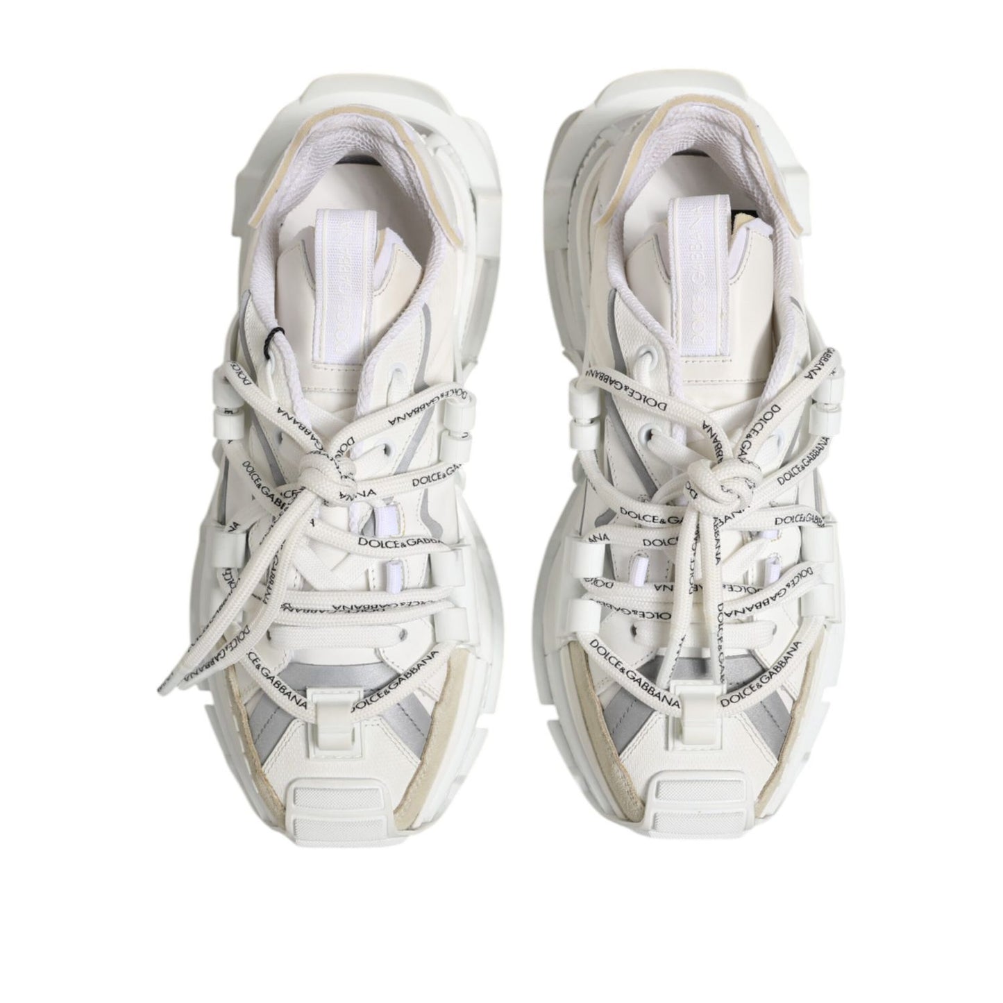 Dolce & Gabbana White Gray Low Top Space Sneakers Shoes