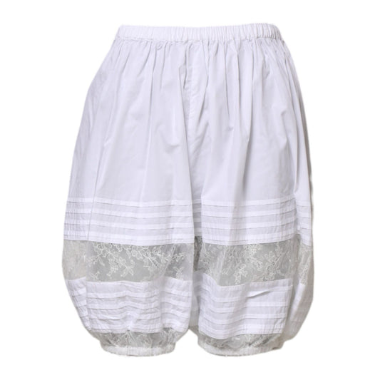 Dolce & Gabbana White Lace Paneled Cotton High Waisted Shorts Dolce & Gabbana