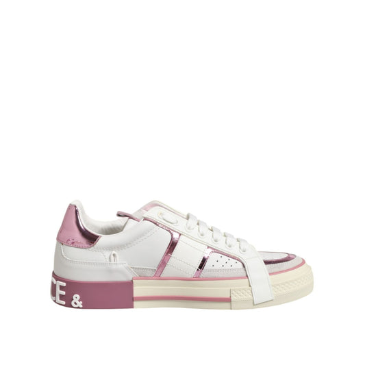 Dolce & Gabbana White Leather DG Logo Low Top Sneakers Shoes Dolce & Gabbana
