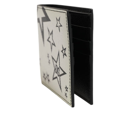 Dolce & Gabbana White Leather DG Star Logo Bifold Men Card Holder Wallet Dolce & Gabbana