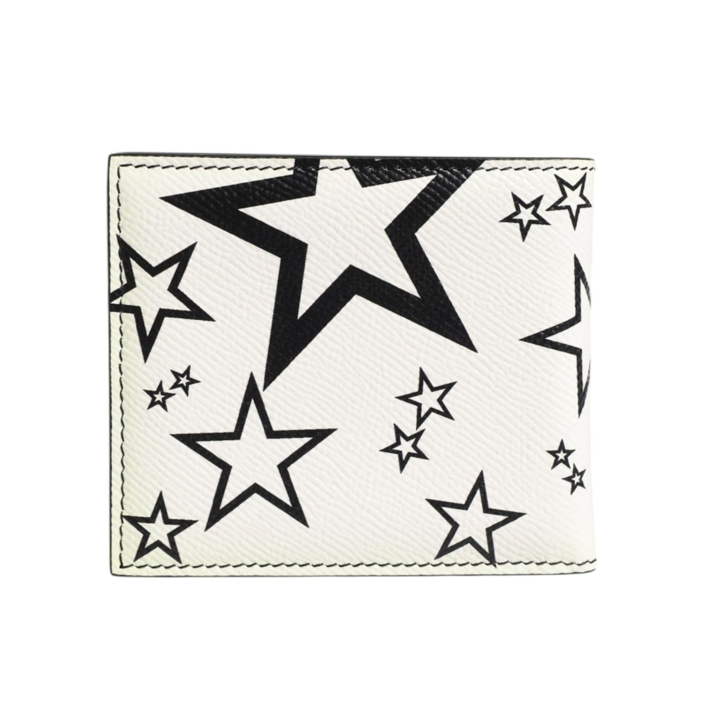 Dolce & Gabbana White Leather DG Star Logo Bifold Men Card Holder Wallet Dolce & Gabbana