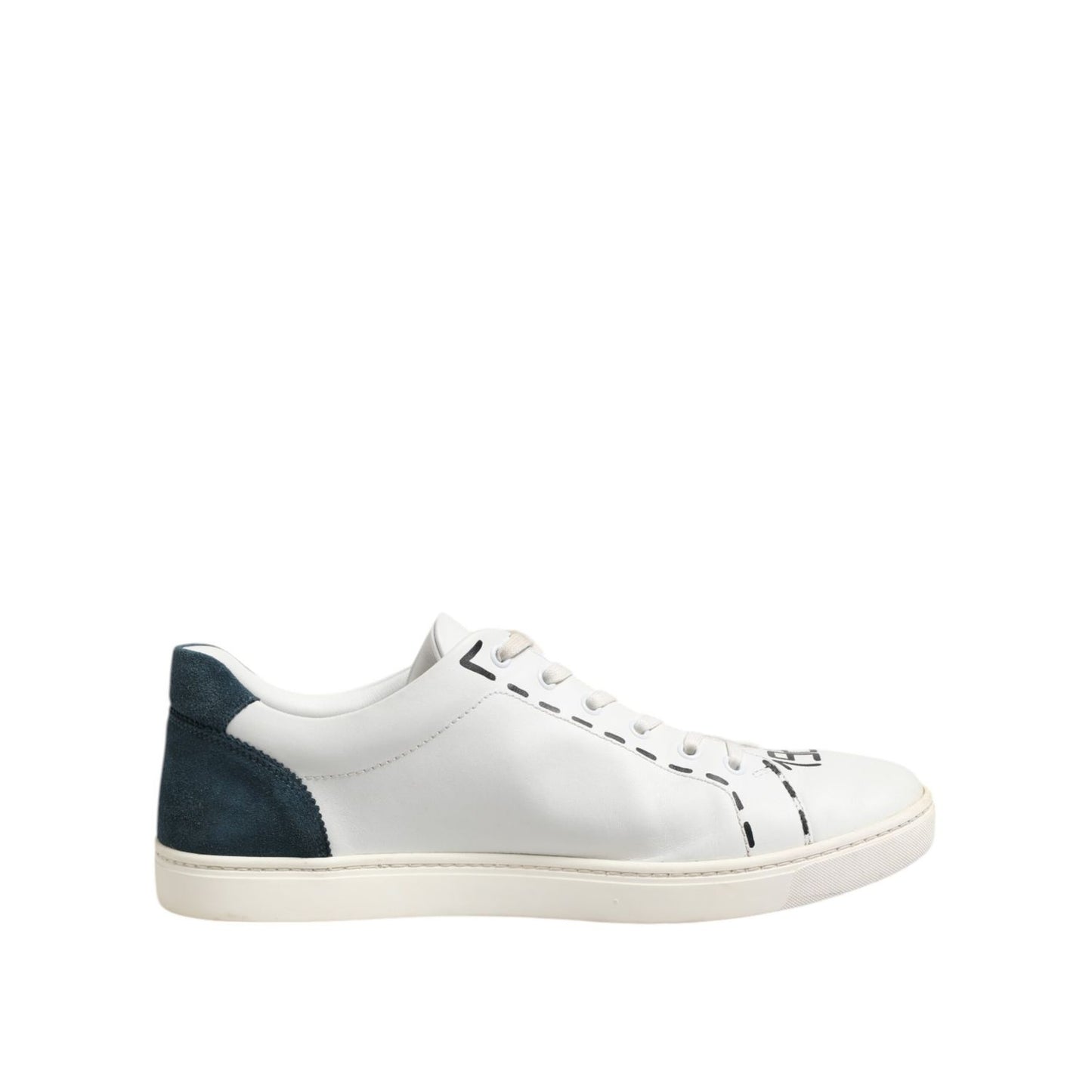 Dolce & Gabbana White Leather Printed Low Top Sneakers Shoes Dolce & Gabbana