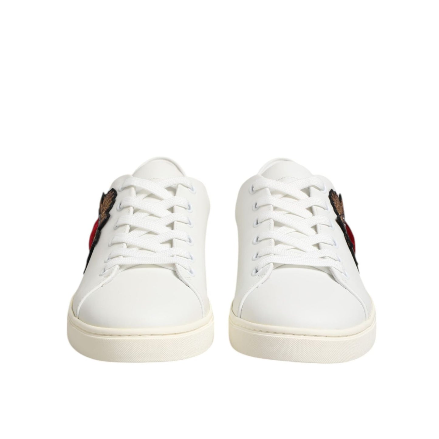 Dolce & Gabbana White Leather Sacre Heart Patch Sneakers Shoes Dolce & Gabbana