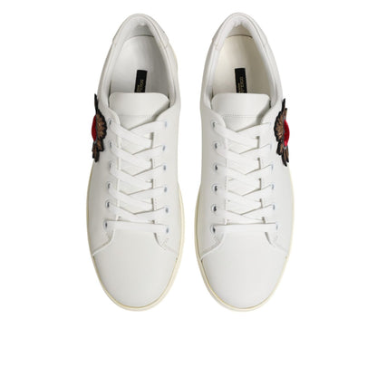 Dolce & Gabbana White Leather Sacre Heart Patch Sneakers Shoes Dolce & Gabbana
