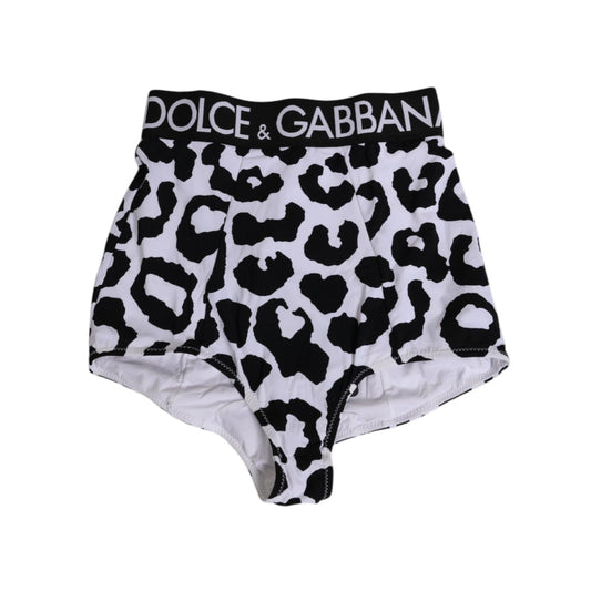 Dolce & Gabbana White Leopard Nylon High Waist Girdle Underwear Dolce & Gabbana